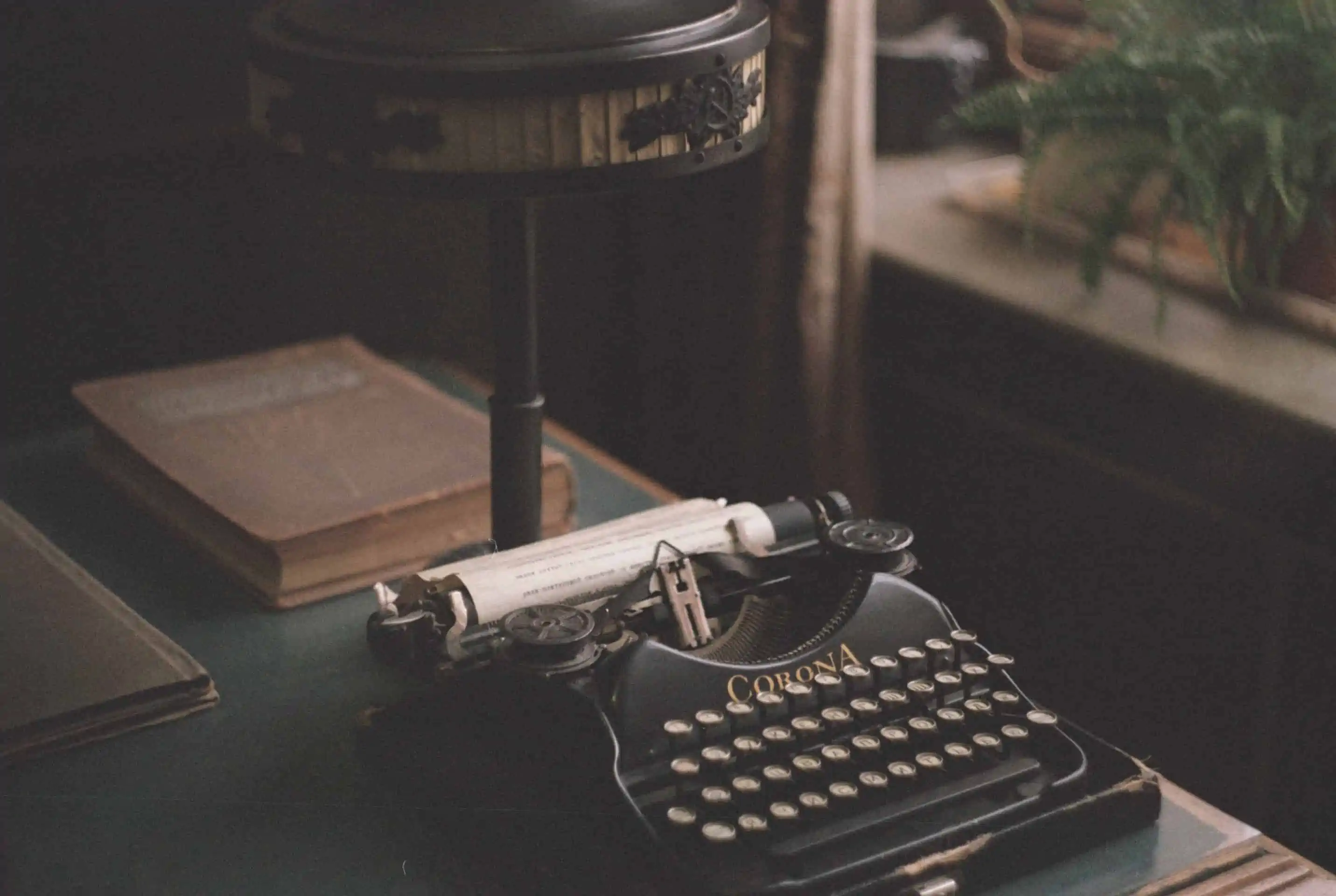 Vintage typewriter on a study table.